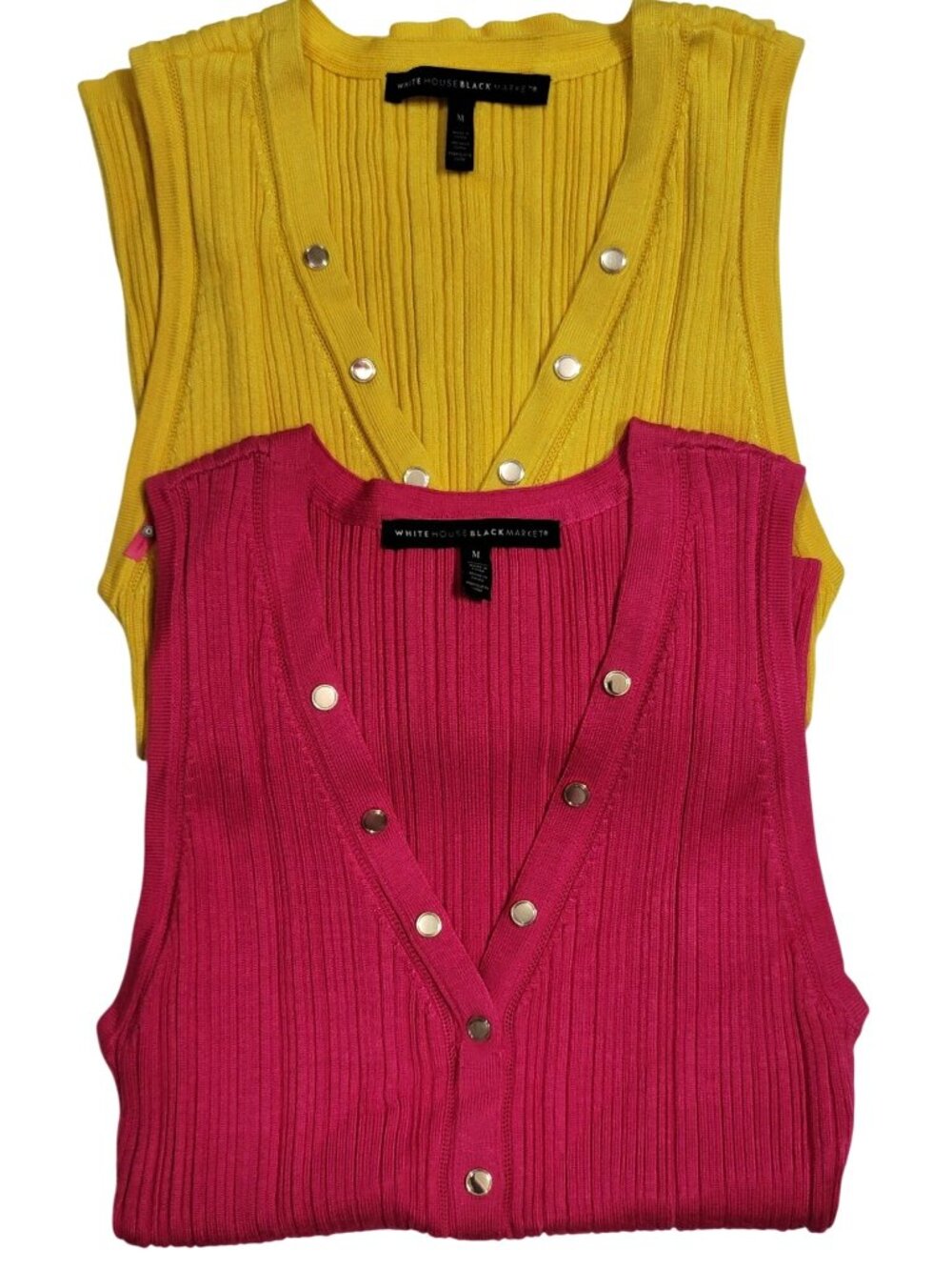 White House Black Market Sleeveless Ribbed Sweaters Pink Yellow Medium